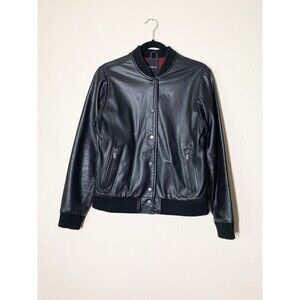 Atwyld Onyx Moto Jacket Women's Small Black Perforated Leather Pockets Snap